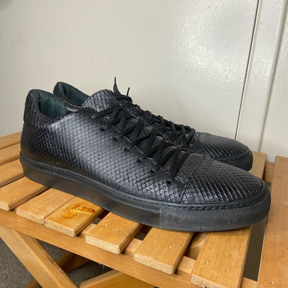 John Varvatos Reed Low Top Lazer Cut Snake Print Sneakers